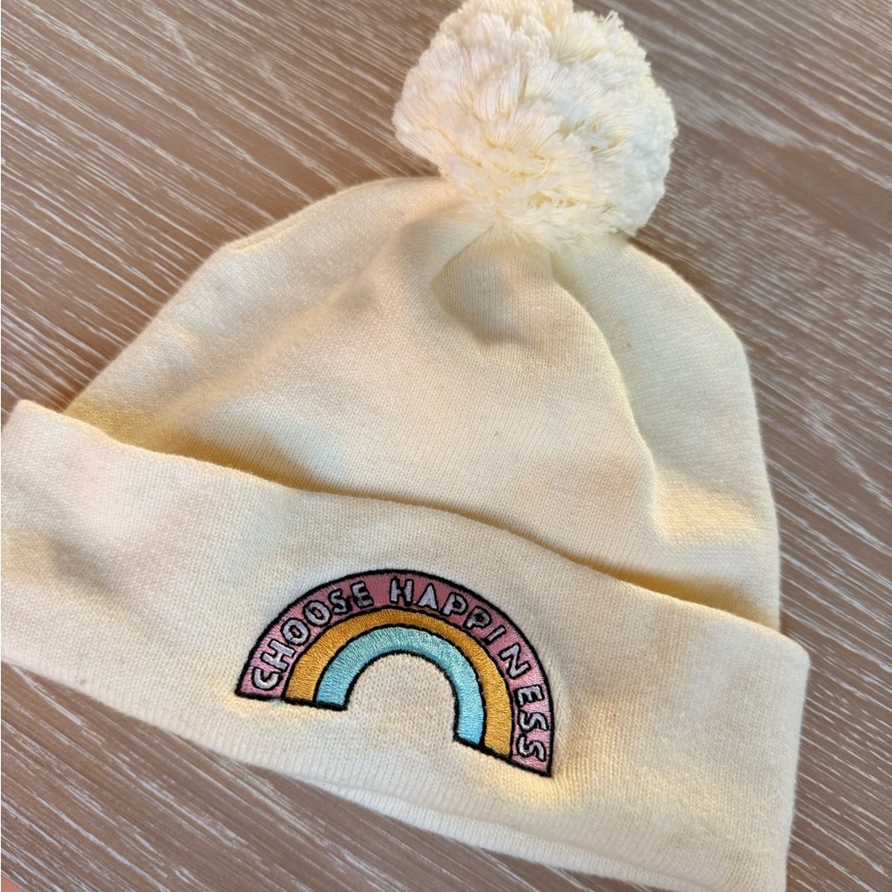 Spiritual Gangster Cream Pom-Pom Beanie